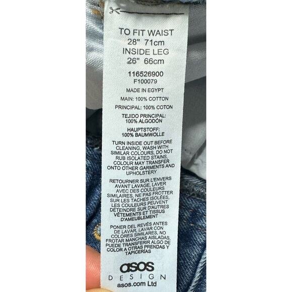 ASOS Design Women's High Rise Relaxed Button Fly Mom Jeans - Size 28x26 - Picture 7 of 7